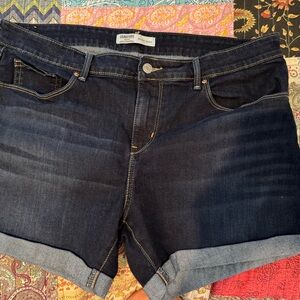 Signature by Levi Strauss Dark Indigo Mid-Rise Shorts
